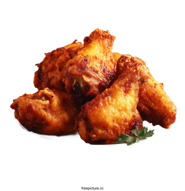 [Transparent Background PNG]Crispy Fried Chicken Wings on a Plate