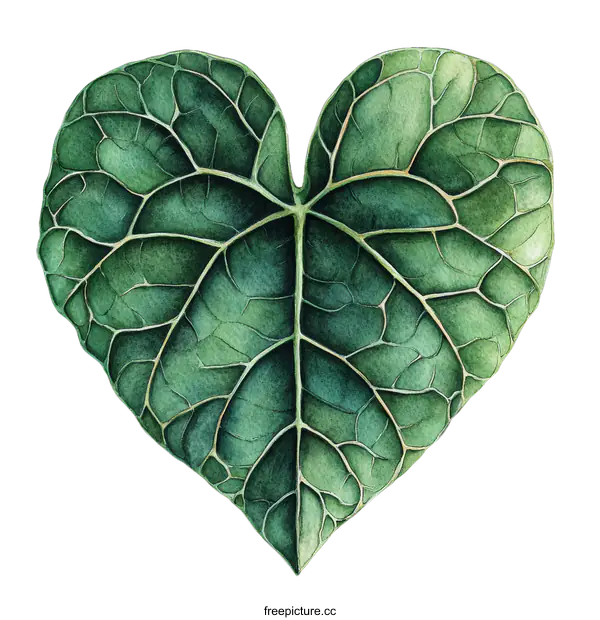 [Transparent Background PNG]Watercolor Heart-Shaped Leaf Illustration