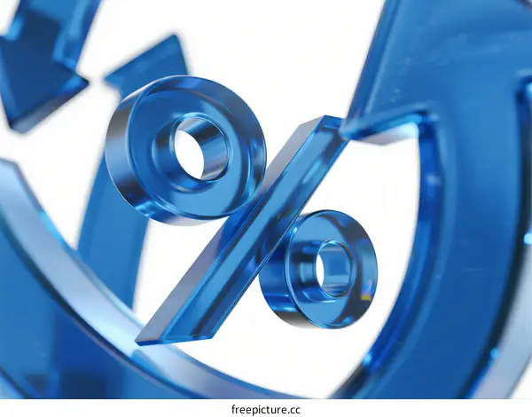 3D Rendering of Blue Percentage Symbols on White Background
