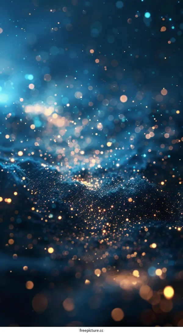 Blue and gold sparkles on a dark blue background