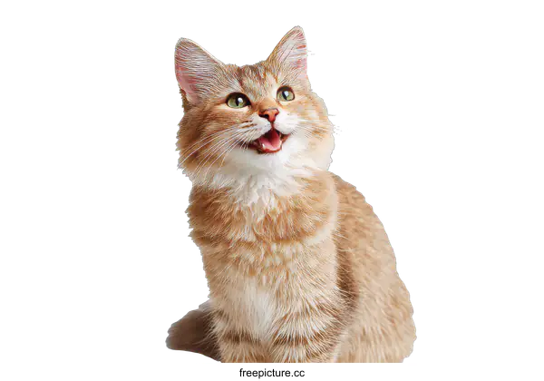 [Transparent Background PNG]Cute Ginger Cat Looking Up