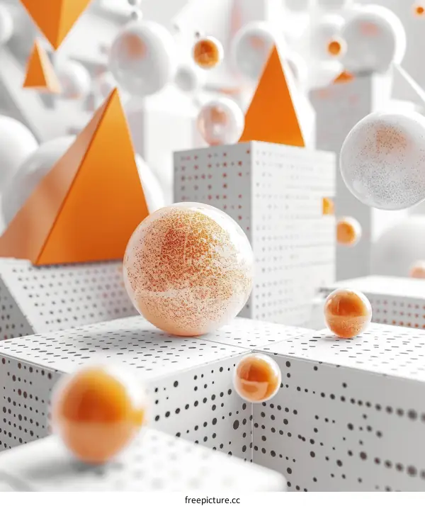Orange and white 3D geometric shapes
