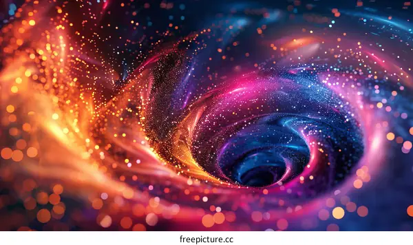 Colorful vortex of glowing particles