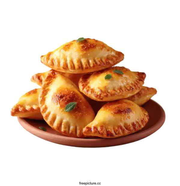 [Transparent Background PNG]Delicious golden baked Empanadas with herbs