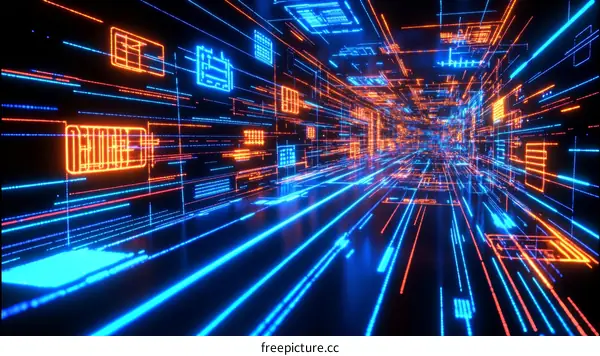 Neon Digital Tunnel of the Future