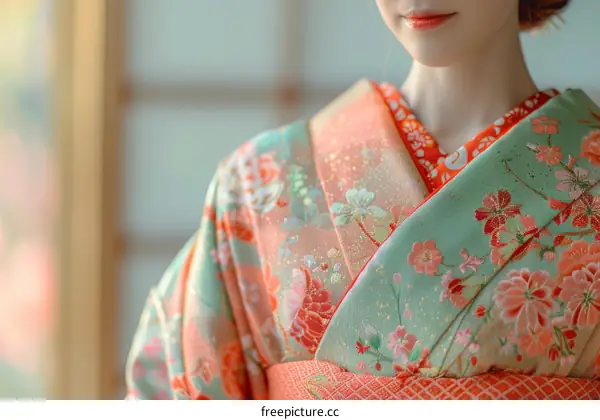 Close-up of a woman wearing a kimono
