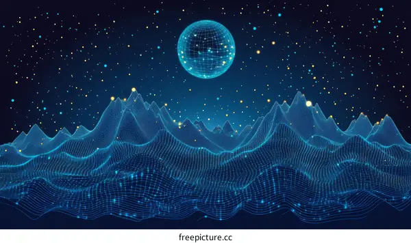 Abstract Digital Landscape at Night