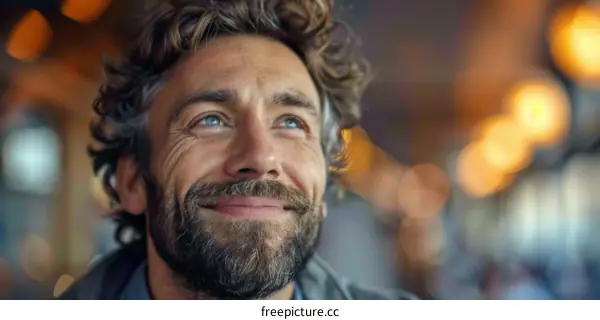Smiling Man with Curly Hair