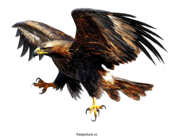 [Transparent Background PNG]Golden Eagle in Flight Illustrative Art