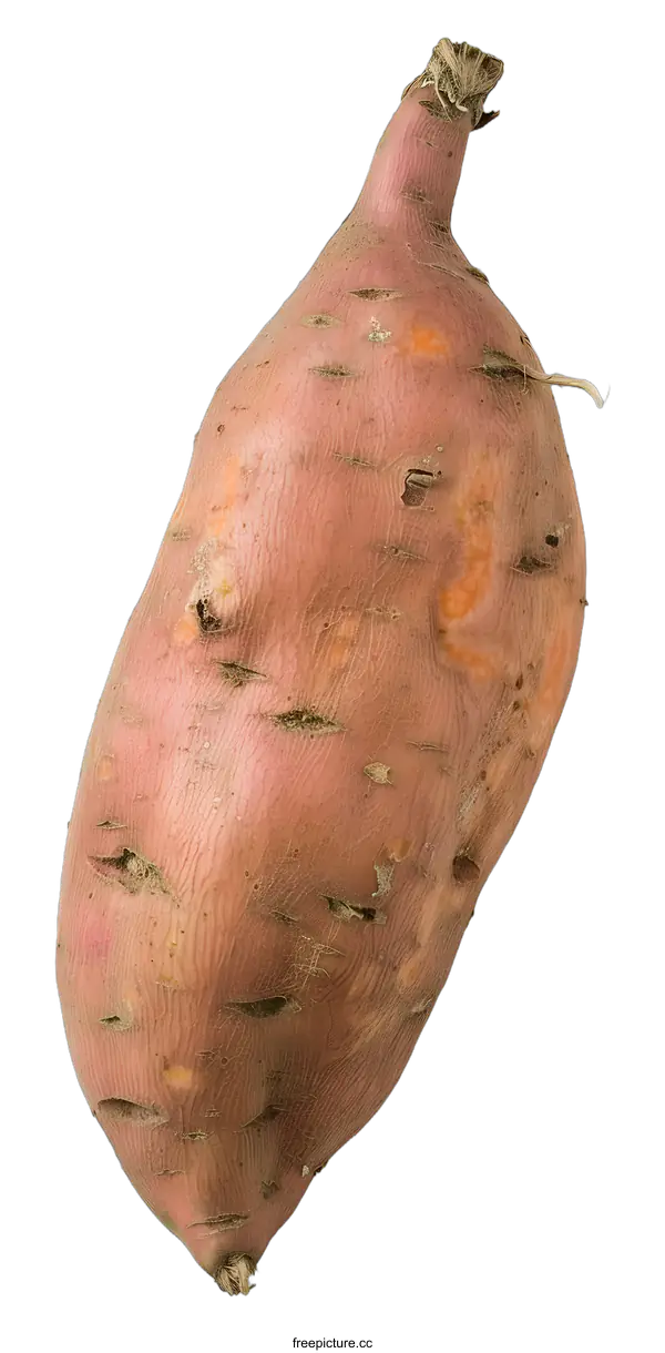 [Transparent Background PNG]Single Fresh Organic Sweet Potato Isolated On White Background