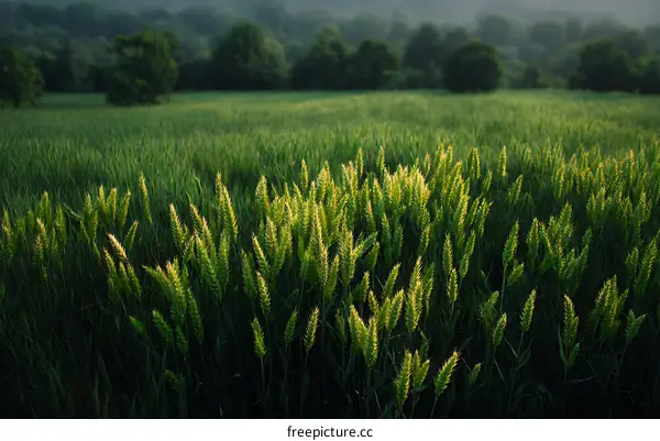Wheat Field at Sunrise Golden Light