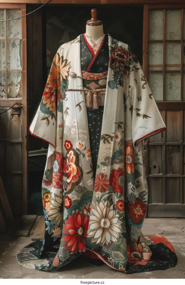 A kimono with a floral pattern
