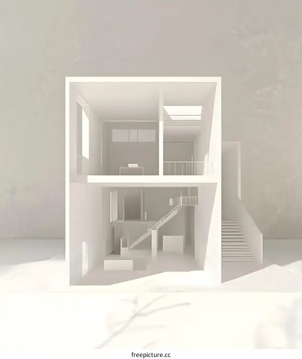 White Minimalist House Interior Design Model