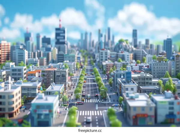 A Miniature Cityscape with Many Buildings