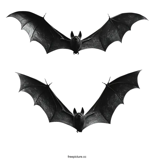 [Transparent Background PNG]Two Bats in Flight Against a White Background