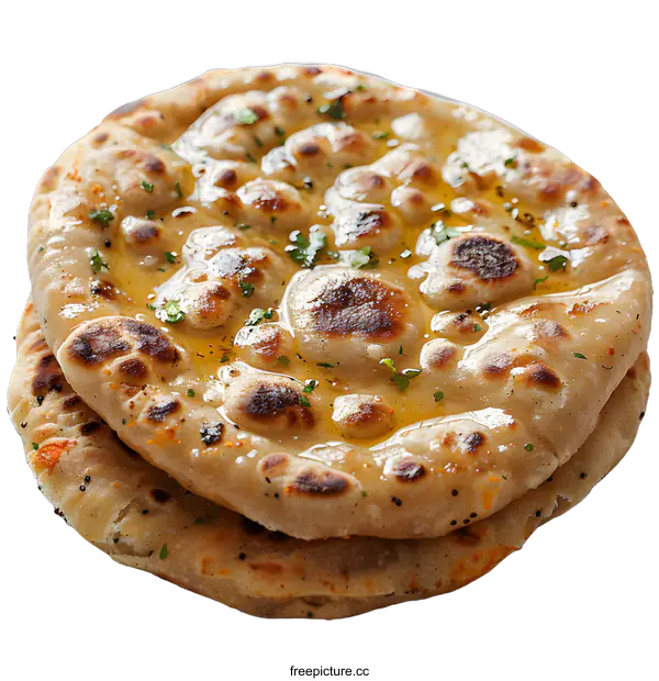 [Transparent Background PNG]Buttery Garlic Naan Bread