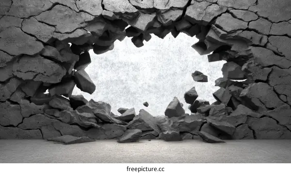 Shattered Concrete Wall with Openings