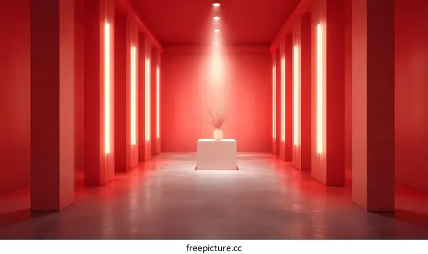 Red Corridor Minimalist Interior Design Illustration