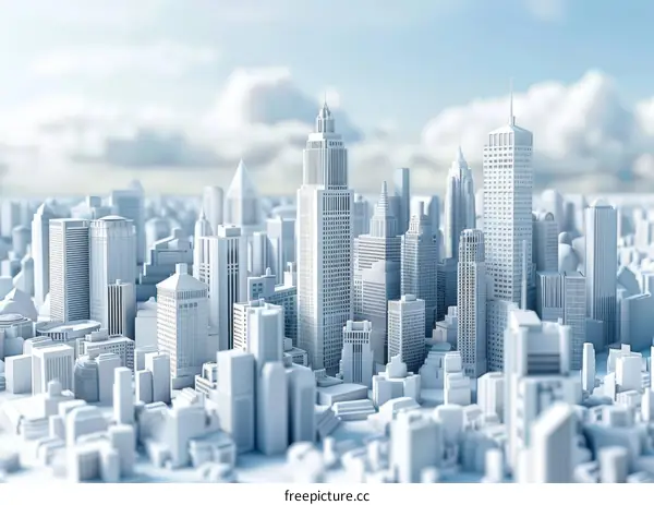 3D Rendered White Cityscape