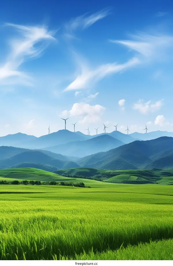 Wind Turbines on Rolling Green Hills