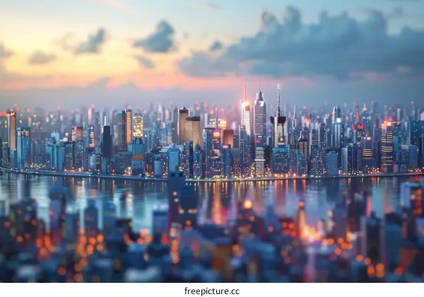 Modern City Skyline at Dusk