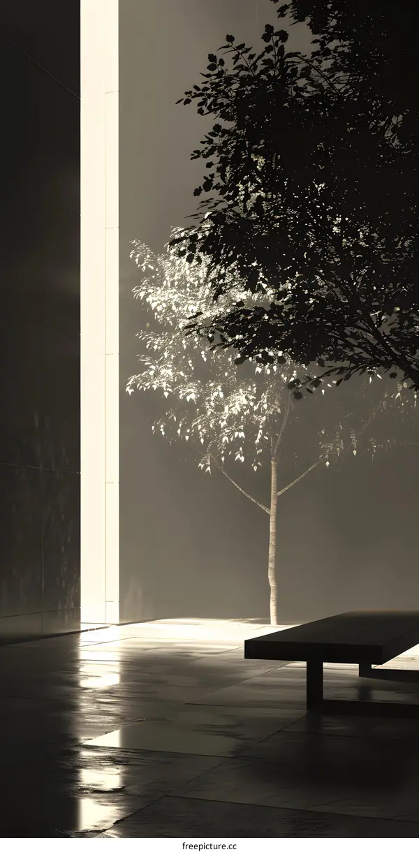 Minimalist Modern Architecture With Trees And Light