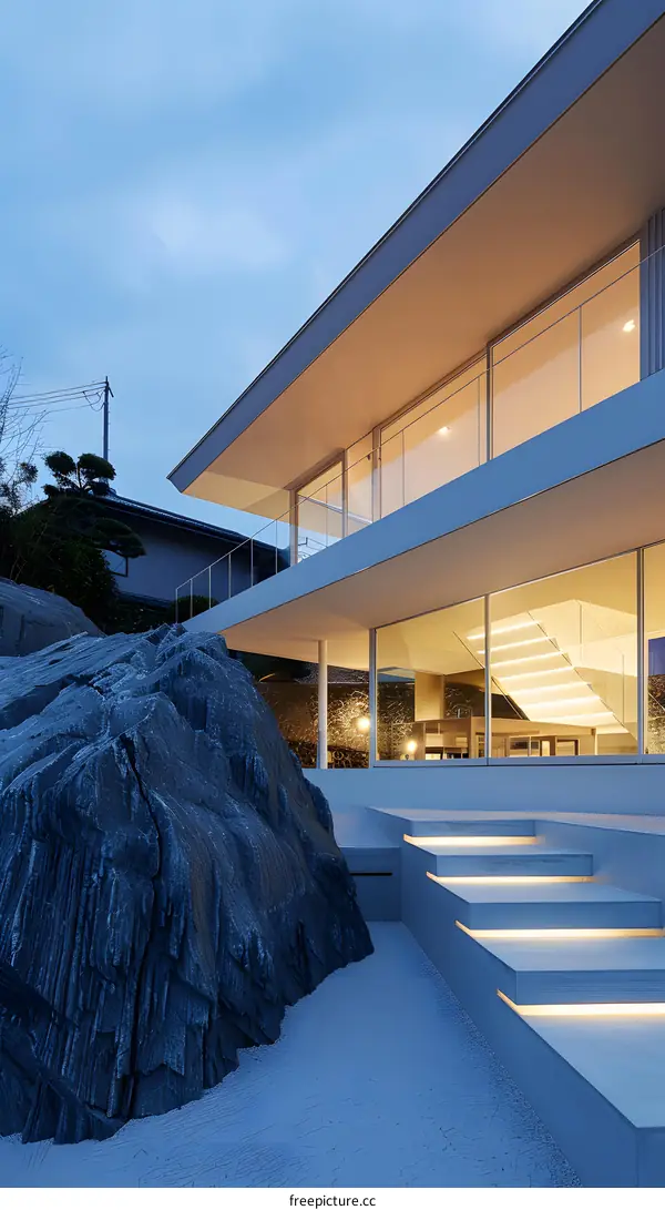 Modern Minimalist Home Exterior Design With Stone and Gravel