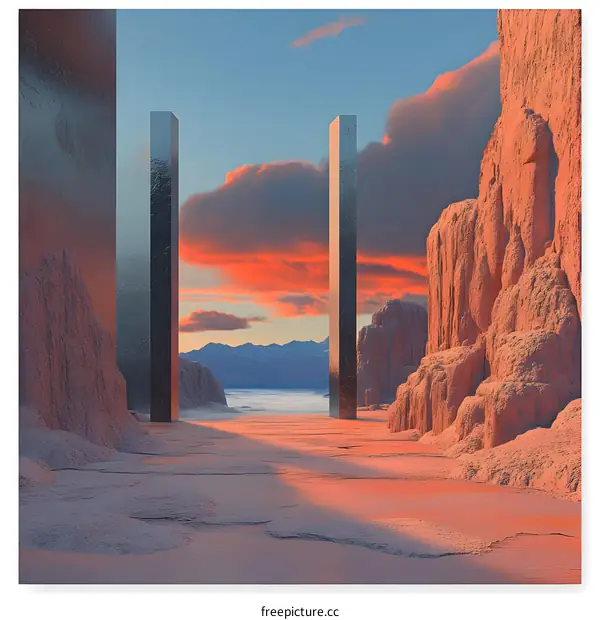 Abstract Landscape with Two Tall Pillars
