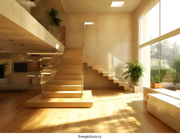 Bright and Airy Staircase in a Modern Home