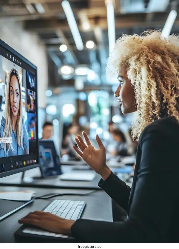 Businesswoman On Video Call During Meeting