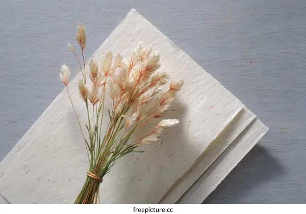 Dried Pampas Grass Arrangement on Textured Paper