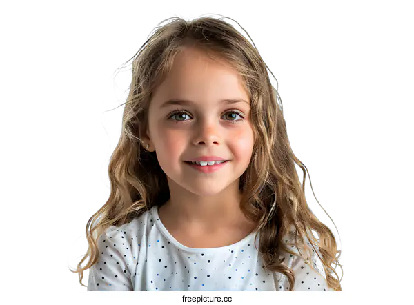 [Transparent Background PNG]Portrait of a happy little girl with freckles