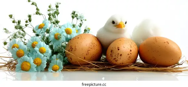 Spring Easter Eggs and a Baby Chick