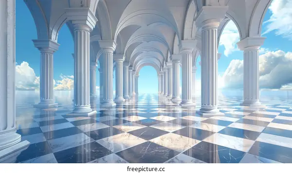 Majestic White Columns  Floating Architecture Sky View
