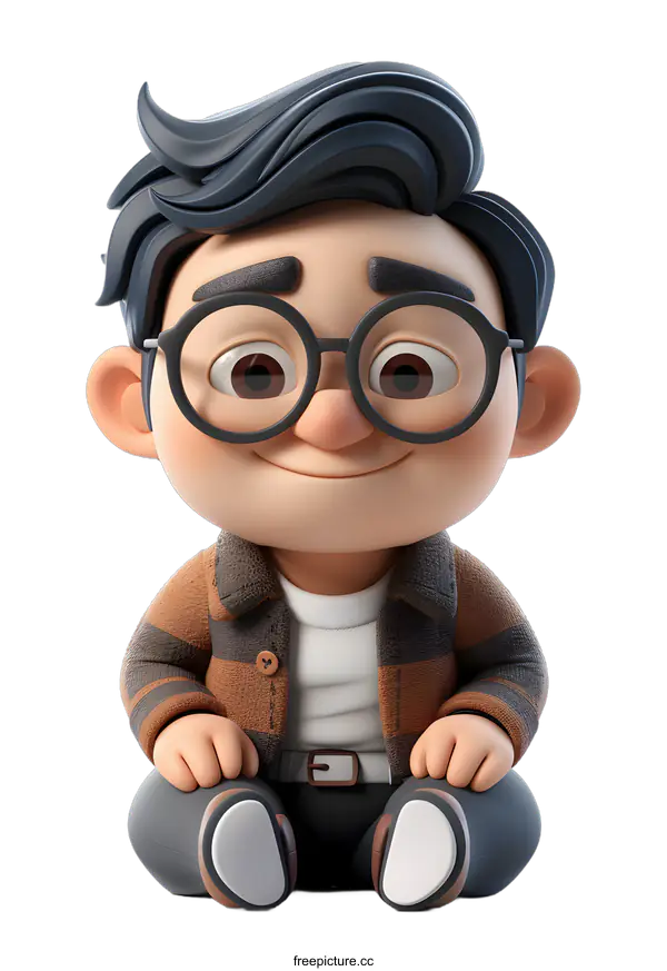 [Transparent Background PNG]3D rendering of a cute cartoon boy