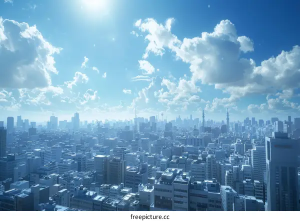 Modern Cityscape Under Blue Sky