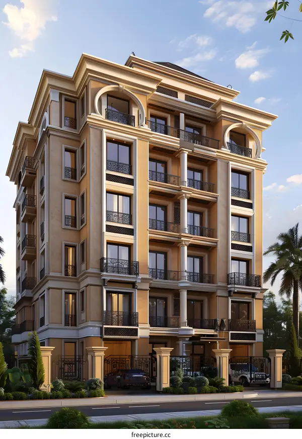 Luxury Apartment Building Exterior Design with Balcony
