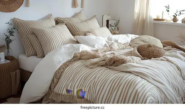 Striped Bedding Set in a Cozy Bedroom