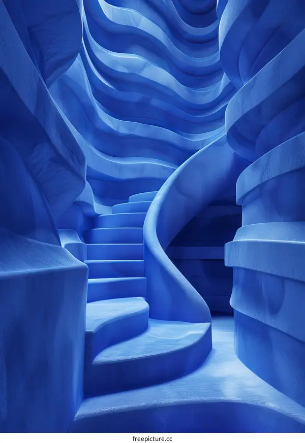 Abstract Blue Architectural Staircase Design