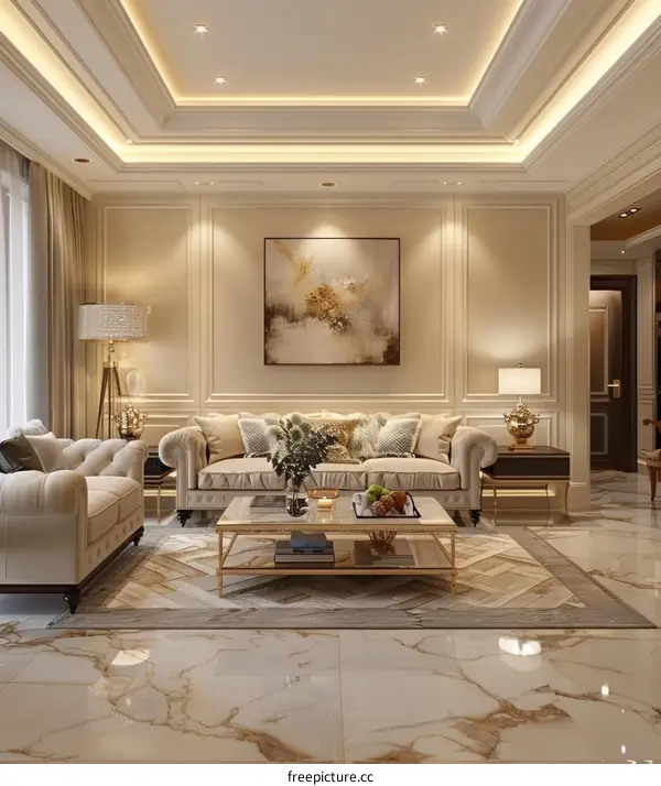 Bright and Spacious Living Room Design with Luxurious Furnishings