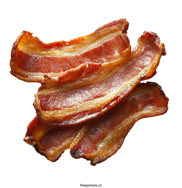[Transparent Background PNG]Delicious Crispy Bacon Slices Close-up