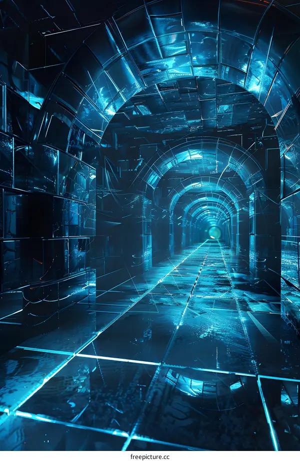 Blue sci-fi tunnel