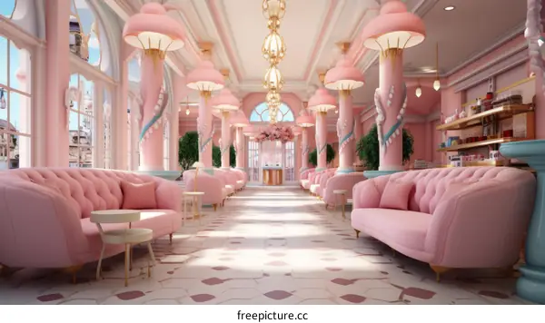 pink europeo cafe interior design