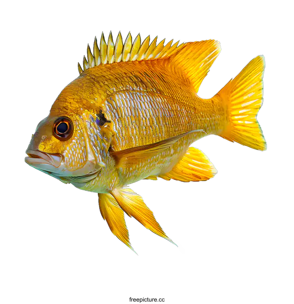 [Transparent Background PNG]A yellow fish with a white background
