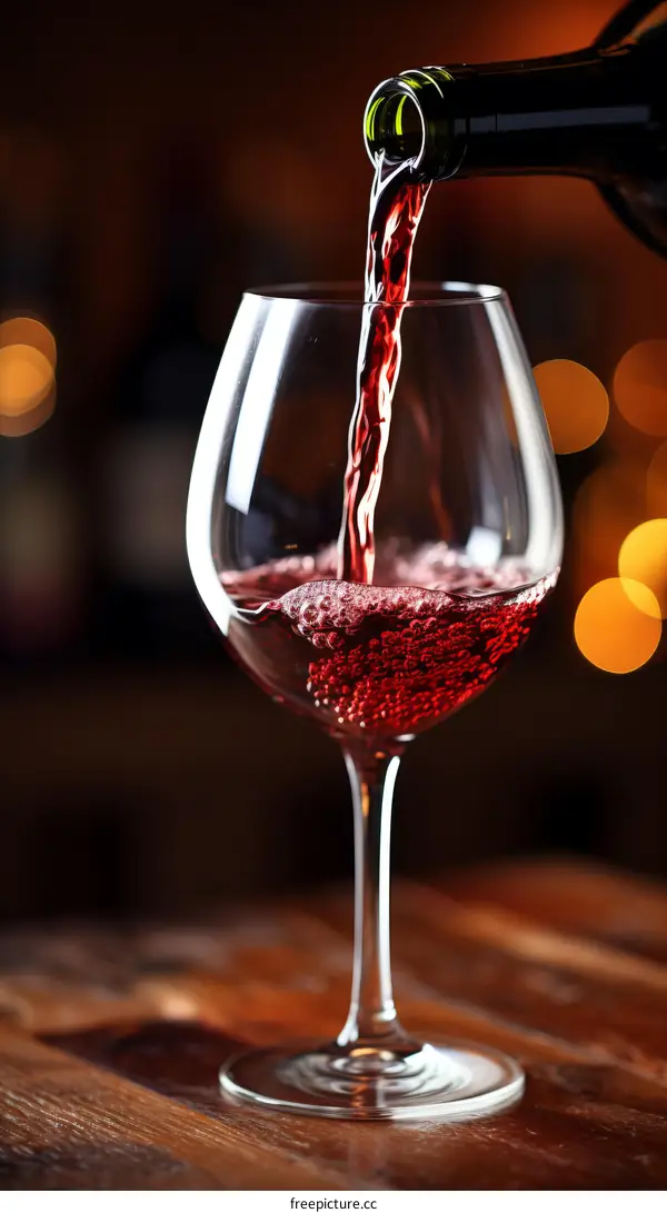 Red wine being poured into a glass