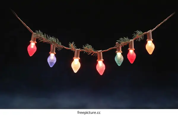 Christmas string lights with colorful bulbs
