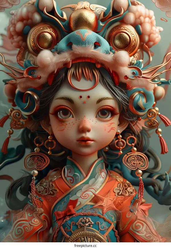 Chinese Style Woman Portrait Illustration