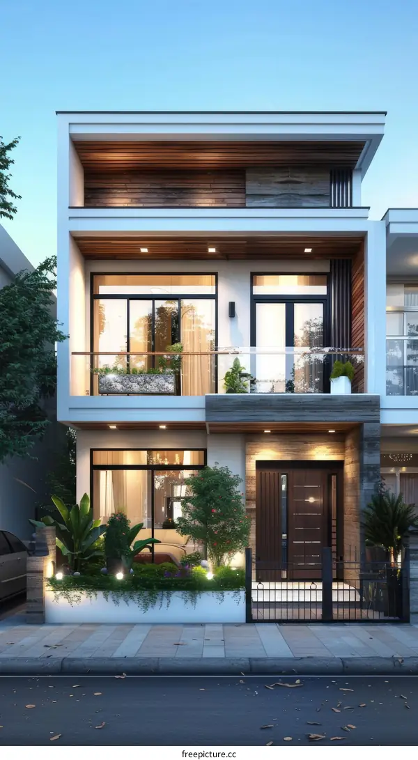 Modern Minimalist Townhouse Design Illustration