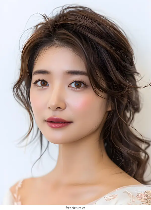 Portrait of a Beautiful Young Woman with Brown Hair