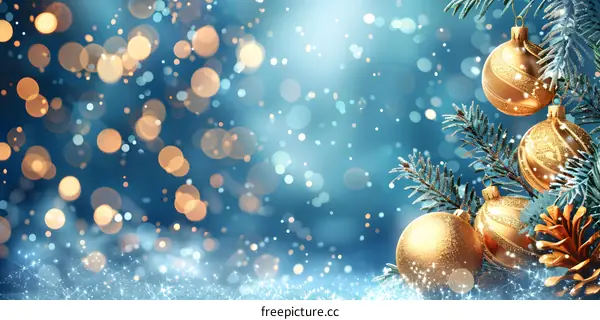 Christmas background with golden balls